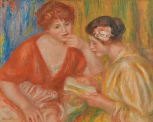 Reading, Two Women in Red and Pink Bodices
